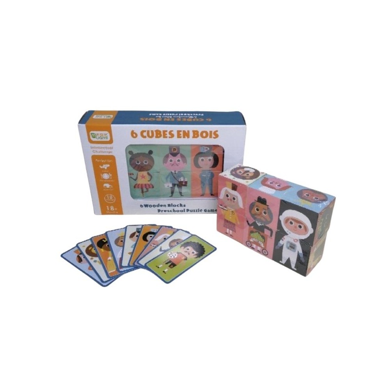 6 cubes en bois