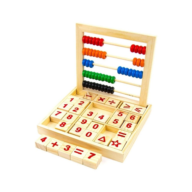 Educational set wood accounting  numbers