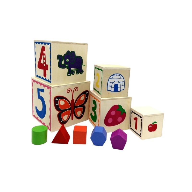 Educational set wood cubes