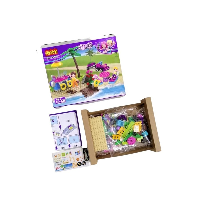 Plastic cubes in a girls’ educational cartoon box, Barbie Coast