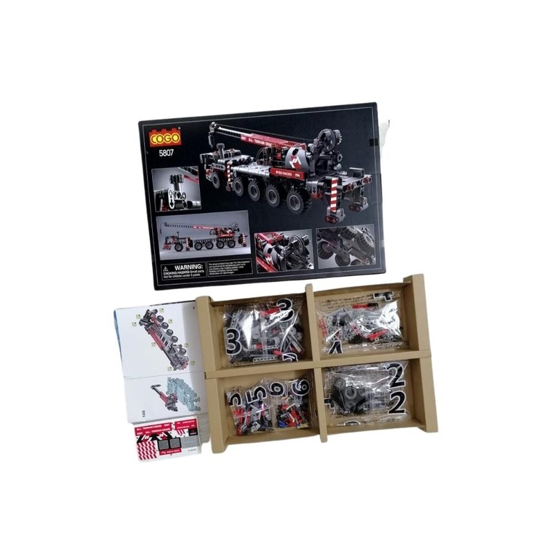 Plastic educational cubes in a crane cartoon box