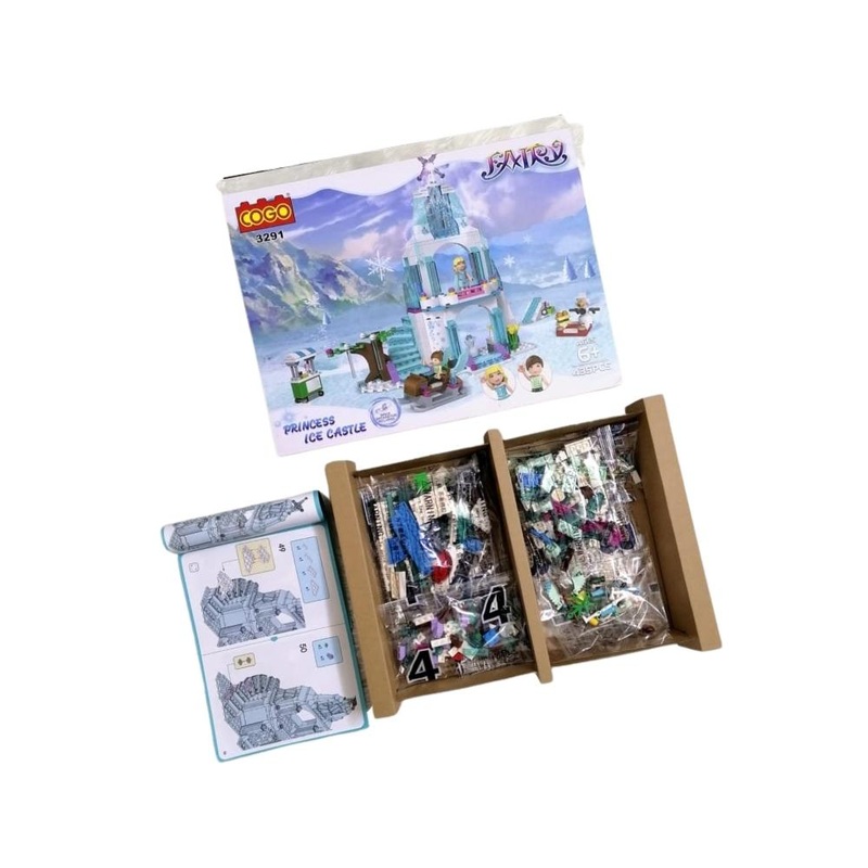 Snow City educational plastic blocks in a cartoon box