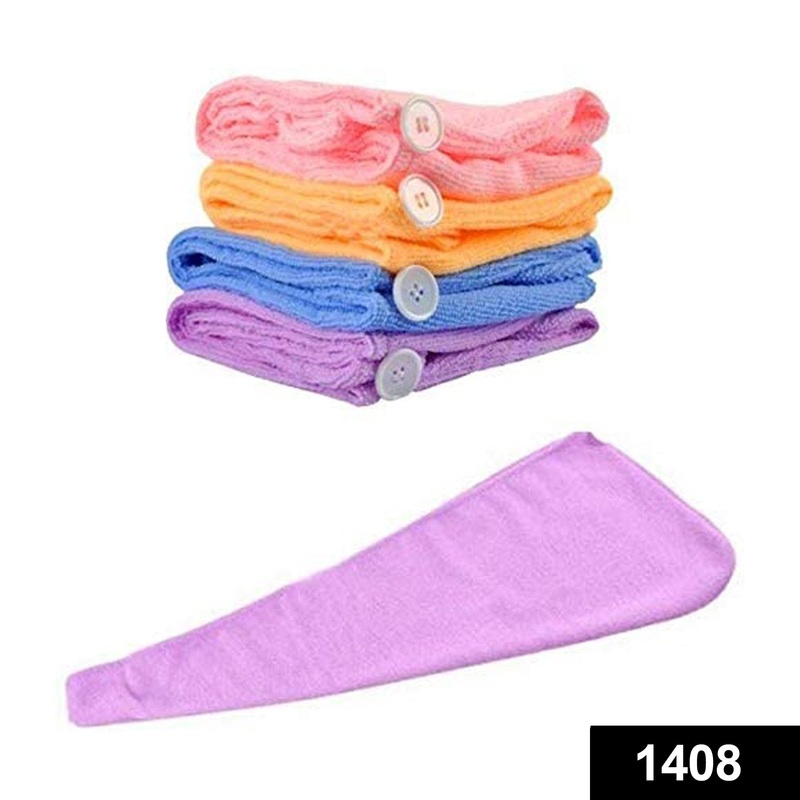 1408 Quick Turban Hair-Drying Absorbent Microfiber Towel/Dry Shower Caps (1 Pc)