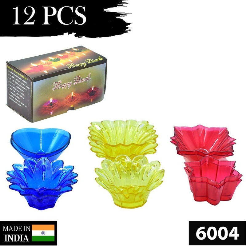6004 Plastic Candle Cup with Multi Shape (Multicolor)