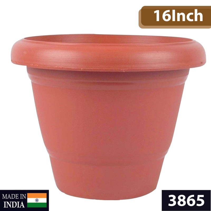 3865 Garden Heavy Plastic Planter Pot/Gamla – 16Inch (Brown, Pack of 1)