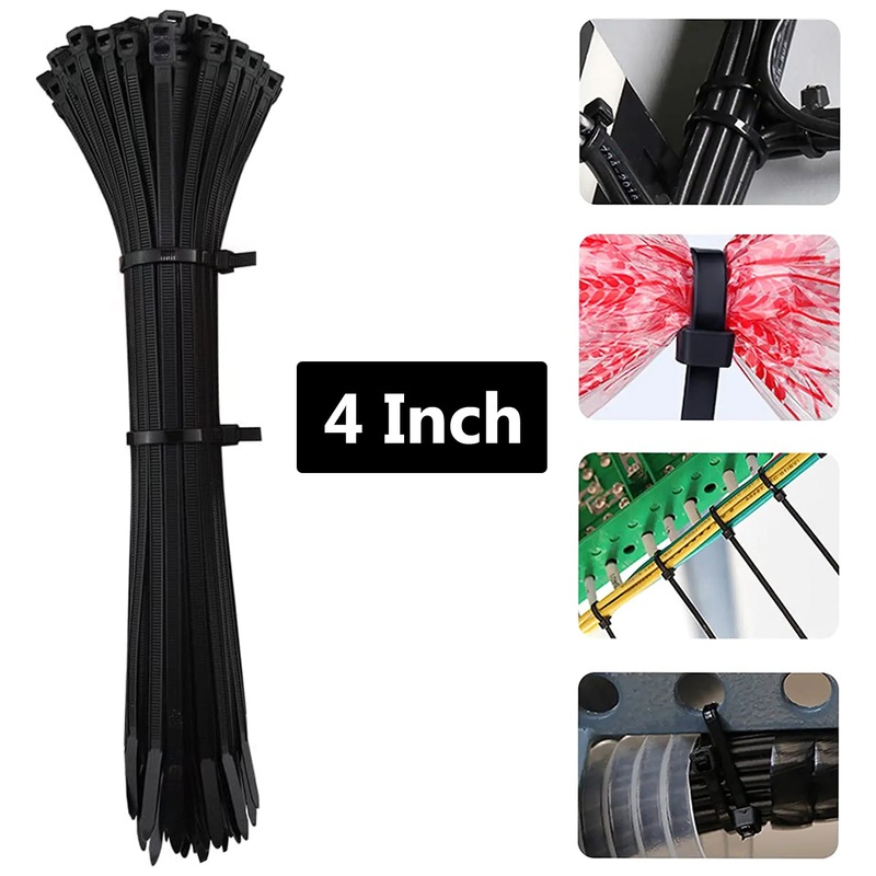 3138 4Inch Nylon Self Locking Cable Ties, Heavy Duty Strong Zip Wire Tie(100mm x 2.5mm – Pack of 100) – Black