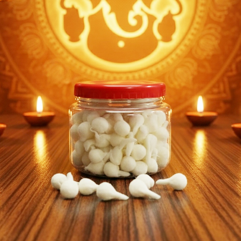 3366 Pure Ghee Diya Batti Wicks for Pooja -120pcs