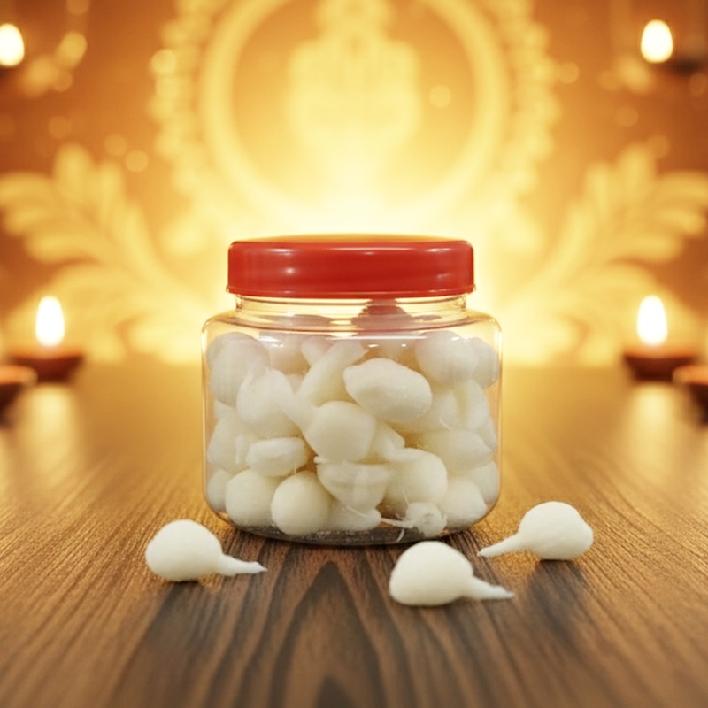 3367 Pure Ghee Diya Batti Wicks for Pooja -60pcs