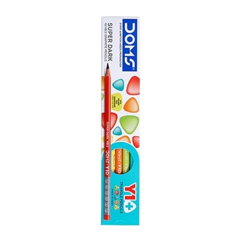 3591 Doms Y1 + Super Dark  Comfortable Writing , Free One Eraser & Sharpner With Each Pack-Set Of 10 Pencils