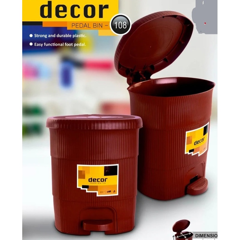 3636 Brown Plastic Pedal Dustbin, For Home- 8 Ltr