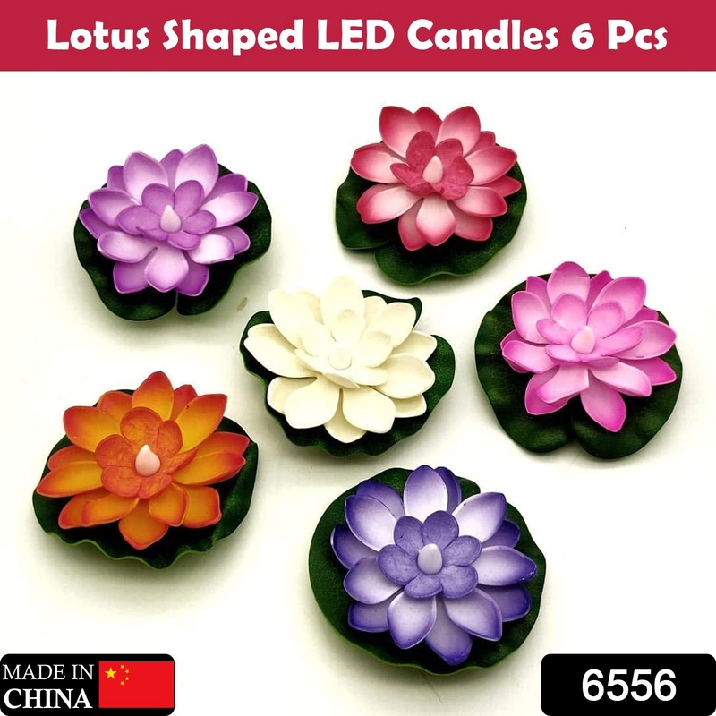 6556 Water Floating Smokeless Candles & Lotus Flowers Sensor Led TeaLight for Outdoor and Indoor Decoration – Pack of 6 Candle Candle (Pack of 6)