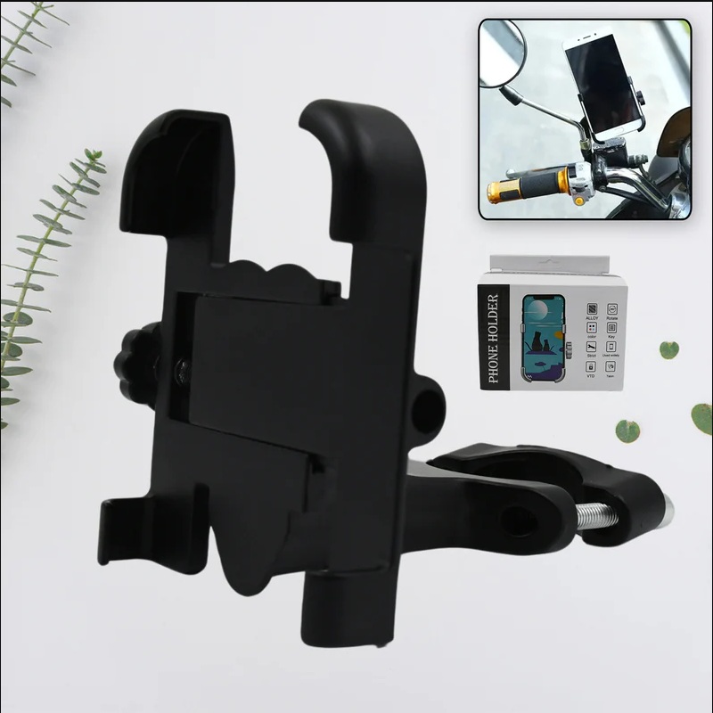 12674 FULL METAL BODY BIKE & SCOOTY 360 DEGREE ROTATING MOBILE HOLDER STAND FOR BICYCLE, MOTORCYCLE, SCOOTY THAT CAN FITS ALL SMARTPHONES (1 PC)