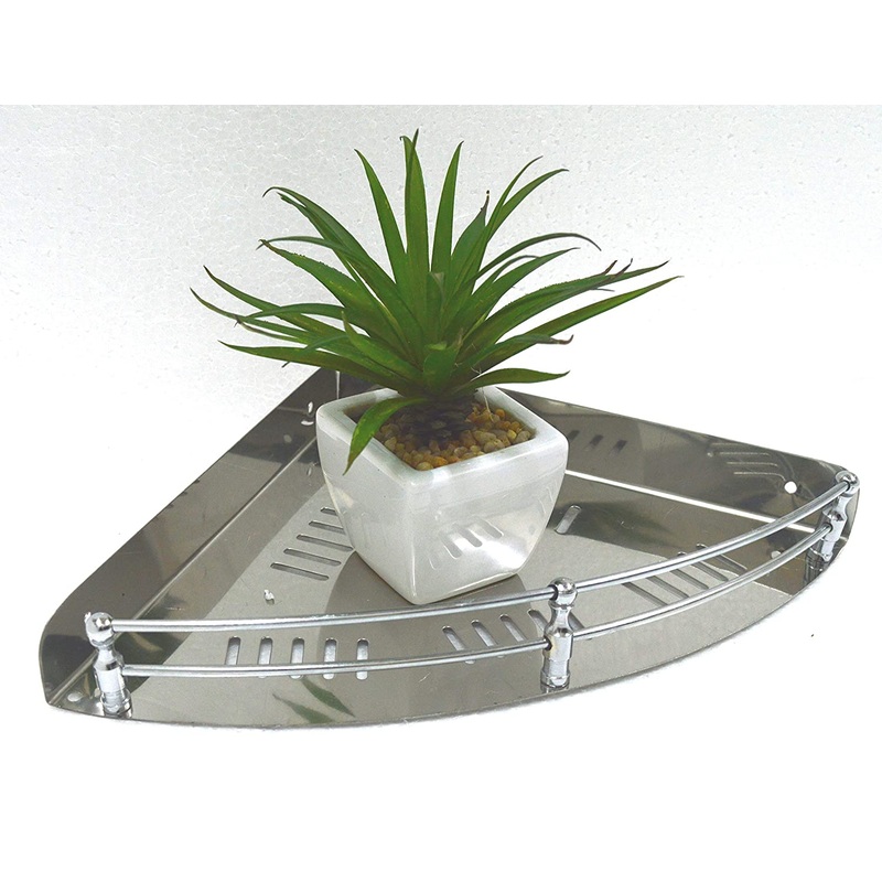 3007 Stainless Steel Multi Purpose round Corner Shelf/Bathroom Shelf/Kitchen Shelf/Bathroom Accessories (12 x 12 Inches) Wall Mount