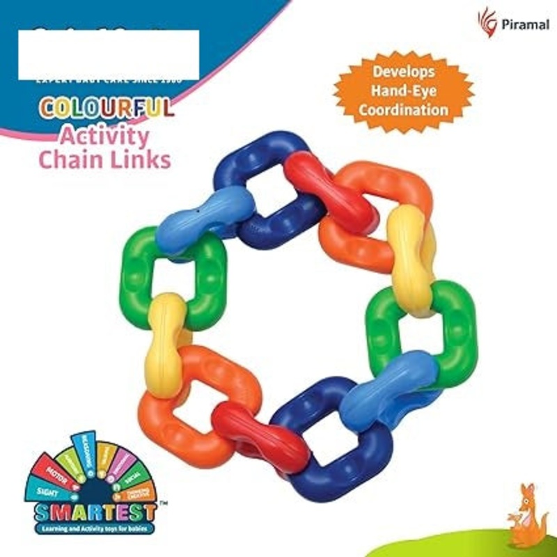 3148 (12 pcs)Colourful Activity Chain Links | Activity and Eduational Toy for Babies | Infant & Preschool Toys | 5 Months & Above | Helps Develop Hand – Eye Coordination & Motor Skills |