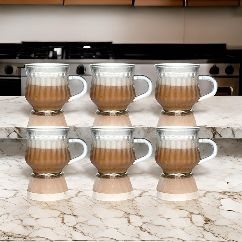 3535 Yera 120ml Glass Tea Cup with Exquisite Design Set of 6 (CT4FS)