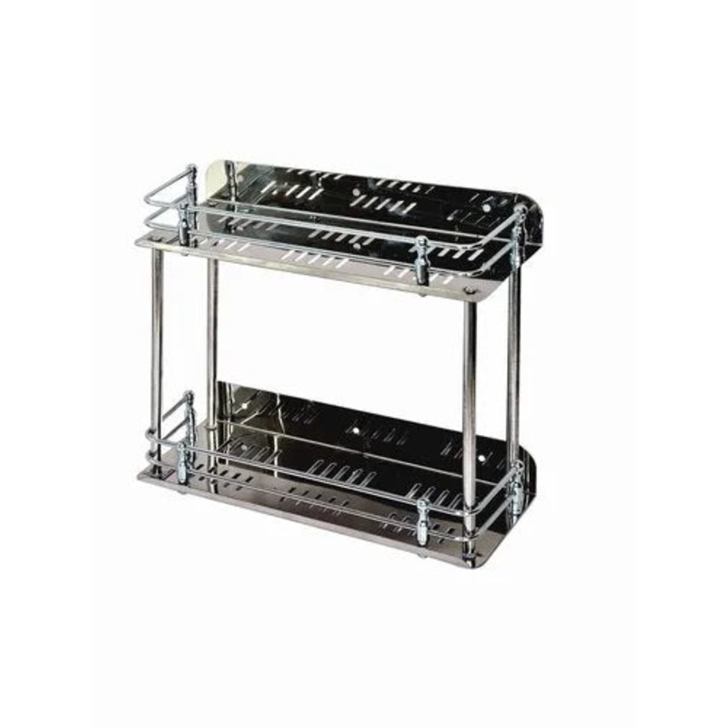 3657 Stainless Steel Bathroom ,Kitchen Double Shelf And Rack (18×5 Inches)