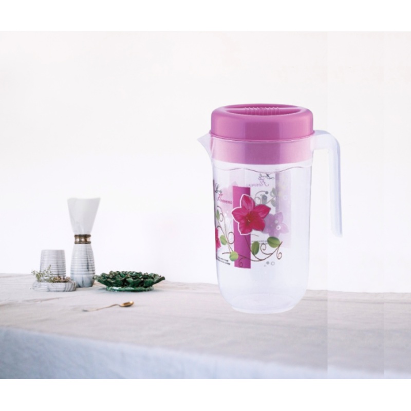 3746 JAYA JUG Floral Design Plastic Water Jug with lid 2LTR