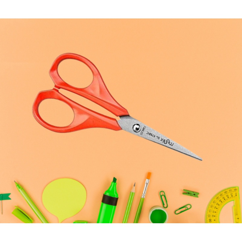 3911 Munix SL-1150 128 mm / 5 Stainless Steel Scissors | Pointed Tip with Shock Proof Body | Ergonomic & Soft Handles for Easy Handling