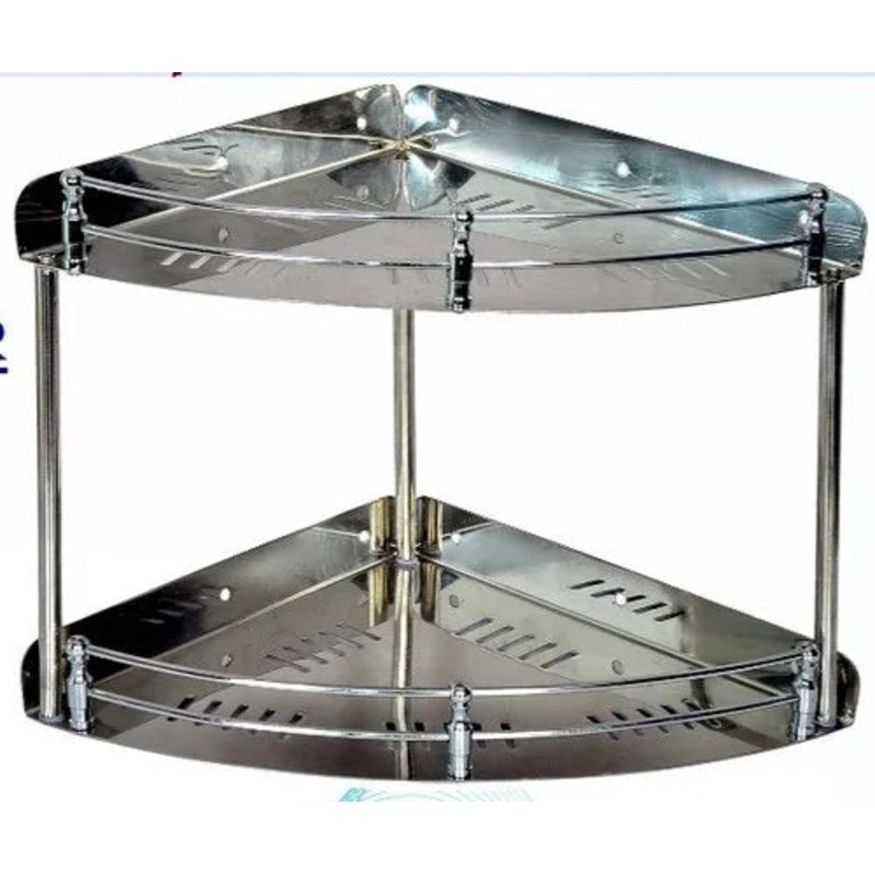 3913  Stainless Steel Multi Purpose Round Double Corner Shelf (9×9 Inches)
