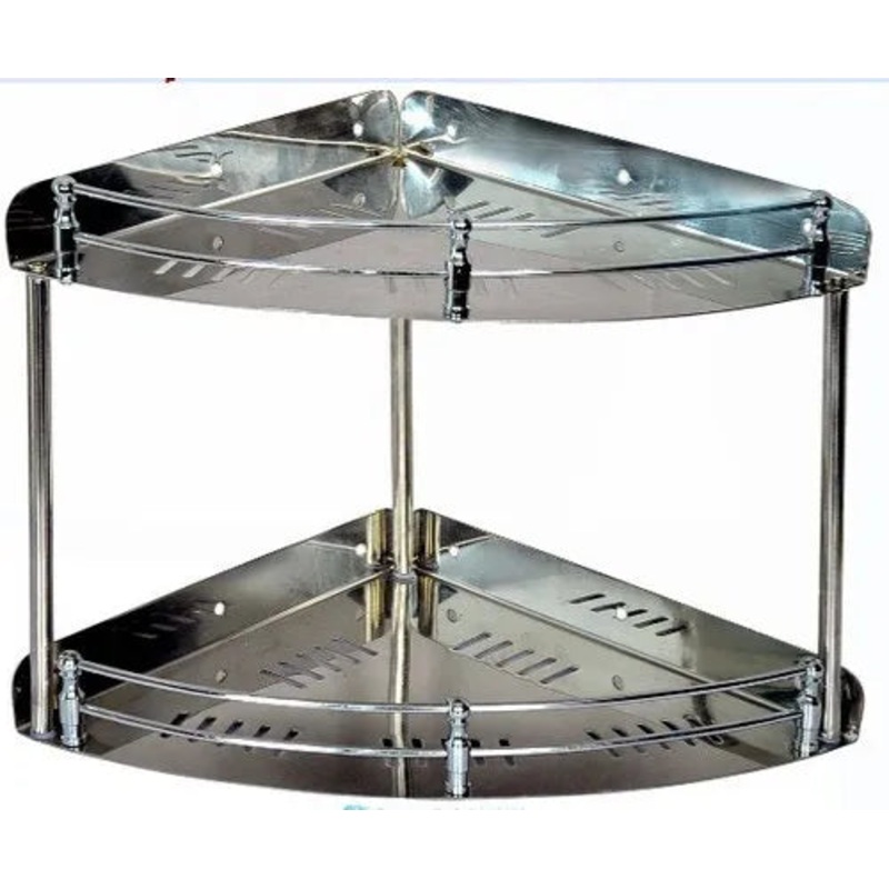 3916 Stainless Steel Multi Purpose Round Double Corner Shelf (12 X 12 Inches)