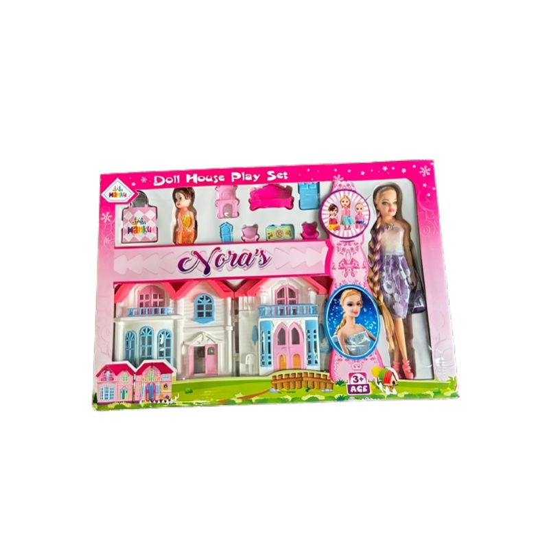 AM0295 Big Doll House Play Set- Princess Role Play,Pretend Play,Play Set for Kids with Dolls and Furniture for Kids, Girls 2-3-5-7-10