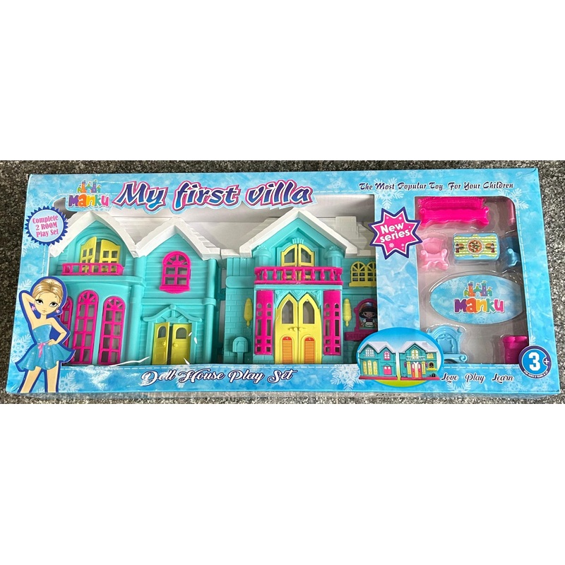 AM0296 Medium Doll House My First Villa Play Set | Doll House with Furniture | Play Set for Kids