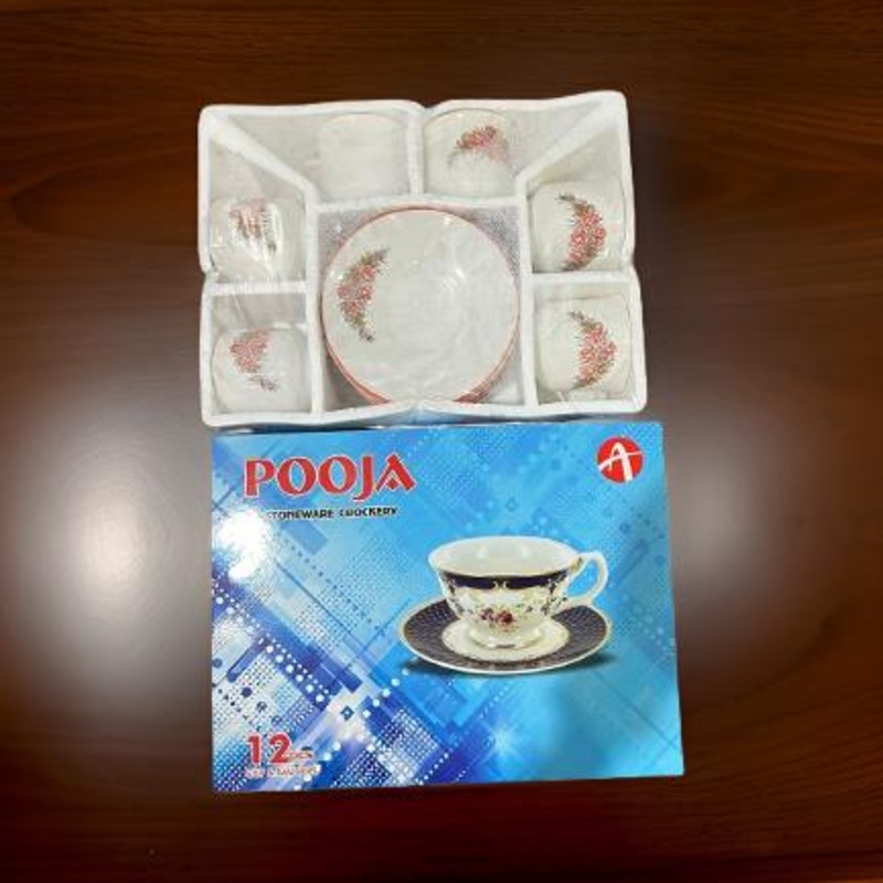 AM0312 Cups & Saucer Set for Coffee/Tea/Hot Drinks – Set of 12 pcs