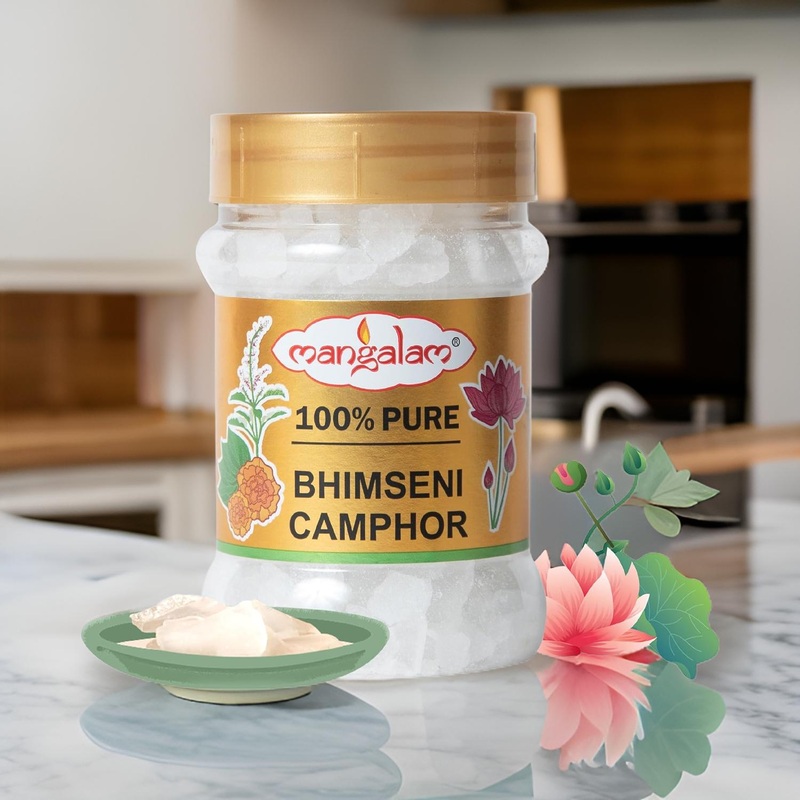 3853 MANGALAM Bhimseni Camphor chunk 100g Jar – Pack Of 1