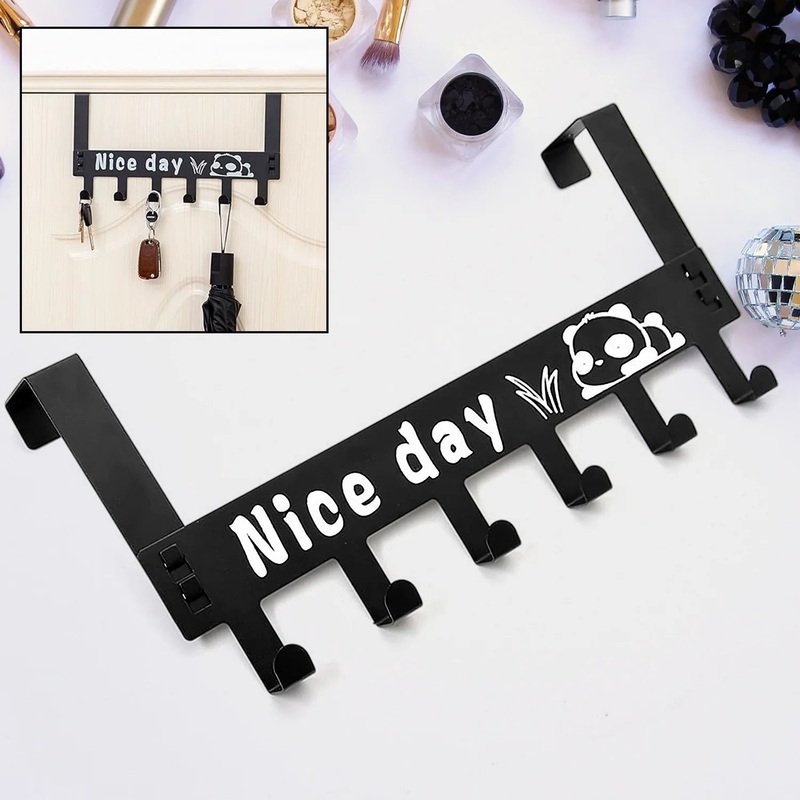 8536 HEAVY-DUTY CARBON STEEL CARTOON NICE DAY OVER DOOR HOOK HANGER RACK, TOWEL HANGER, REMOVABLE DOOR HOOK, COAT, SCARF, CLOTHS HANGER (1 PC / 6 HOOK)