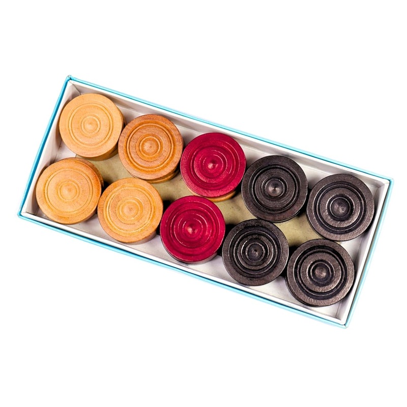 AM0417 Carrom Coins with Striker Smooth Surface 20 Wooden Coins