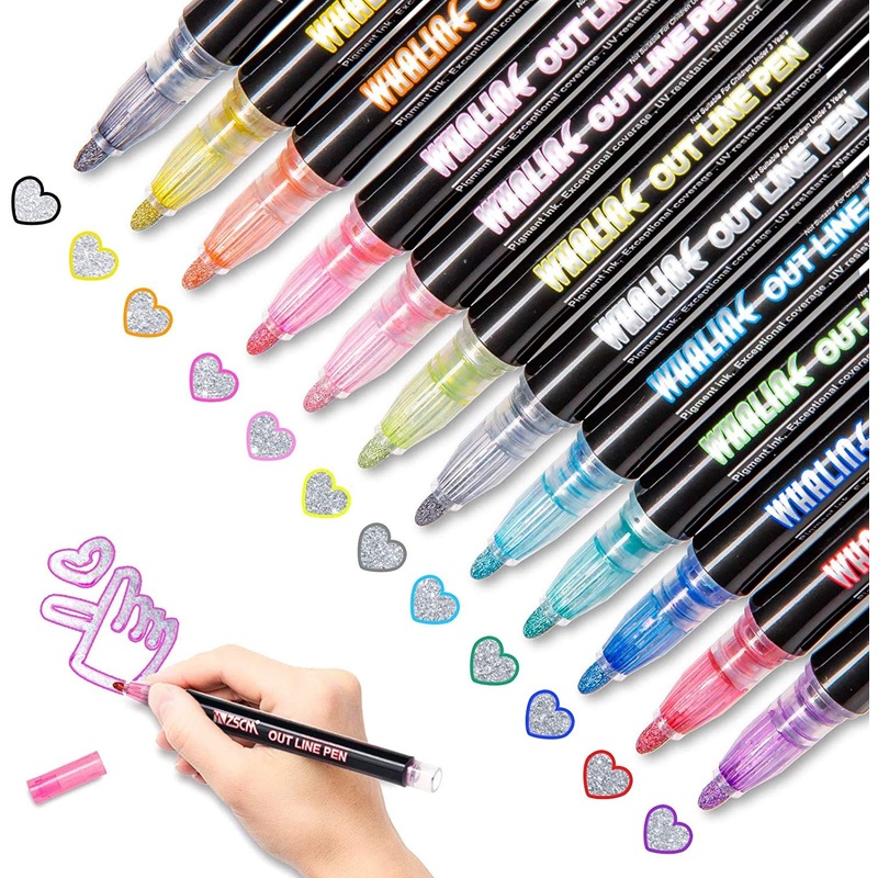 AM0423 Outline Drawing Metallic Markers (12 Colors)