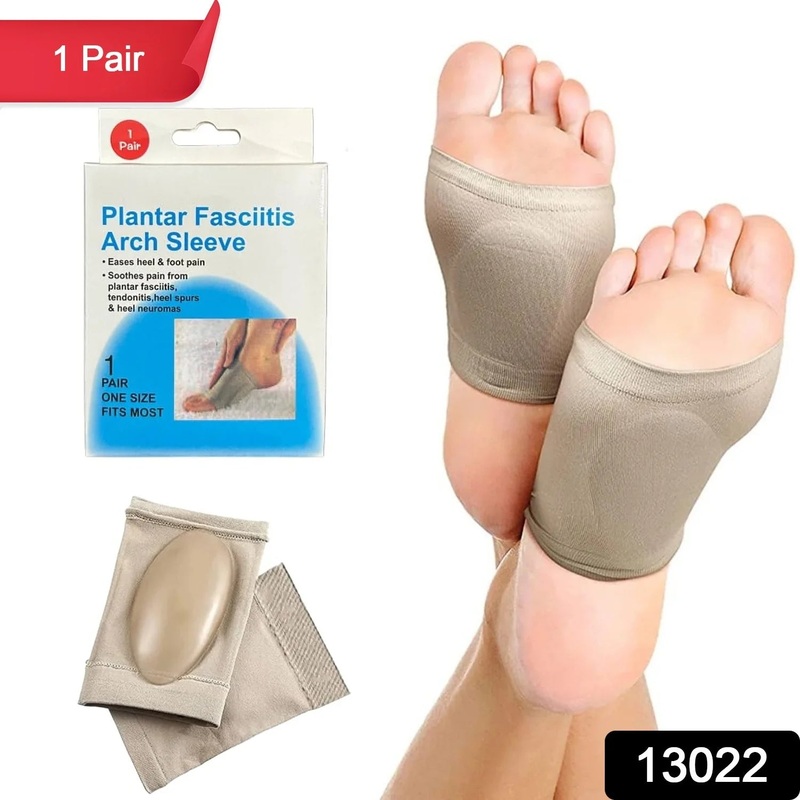 13022 FOOT ARCH SUPPORT FOR MEN & WOMEN | MEDIAL ARCH SUPPORT FOR FLAT FEET CORRECTION SLEEVE WITH CUSHION | PLANTAR FASCIITIS LEG FOOT PAIN RELIEF PRODUCT | FOOT CARE FOR ORTHOPEDIC SHOES SLIPPERS, (1 PAIR)