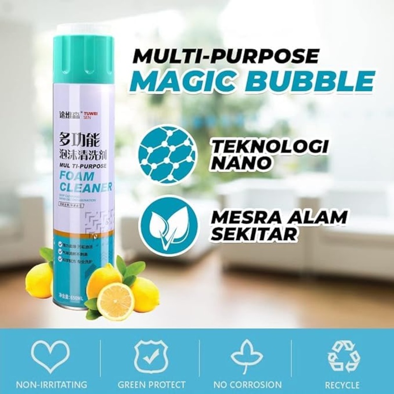 3042 Multipurpose Car Care Cleaner Foam Spray, Car Seat/Exterior & Interior/Shoes/Sofa Cleaning Spray Cleaner 650 ml