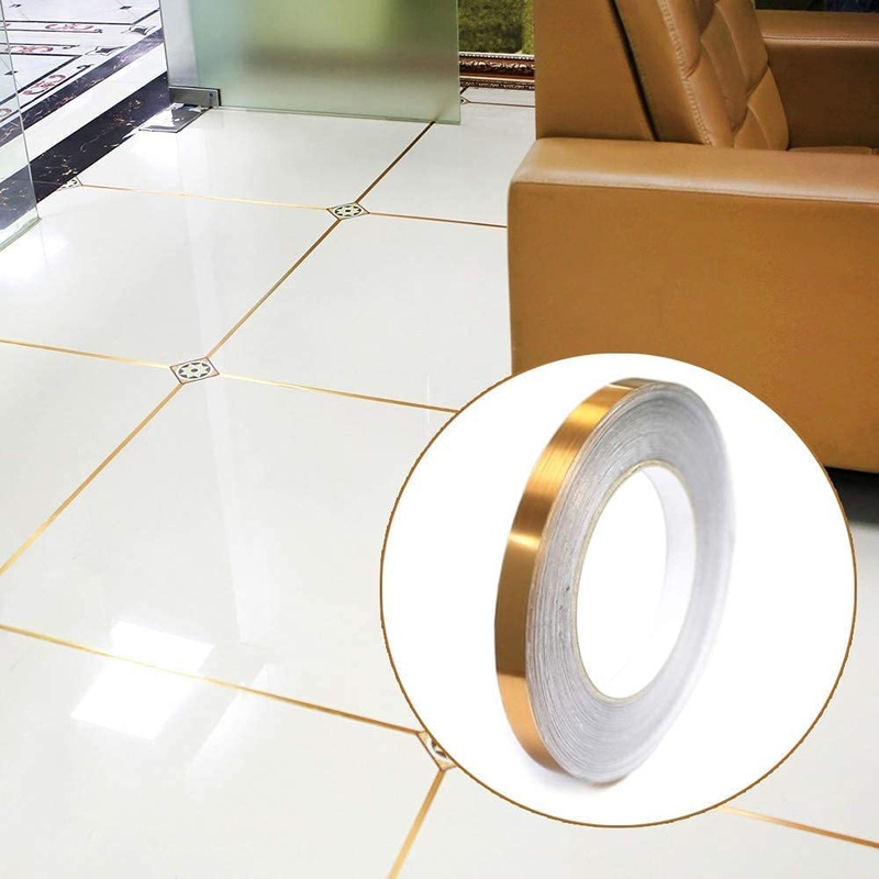 3299 Golden Tape, Home Floor Wallpaper Waterproof Tiles, Tile Gap Tiles Stickers for Floor (50 MTR*1CM Golden