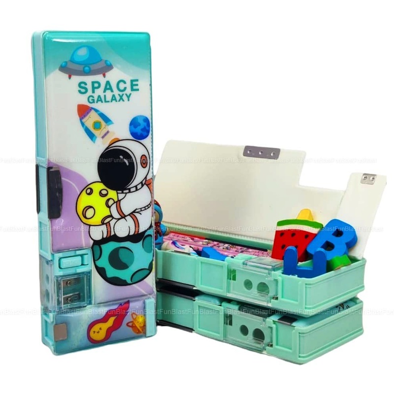 AM0454 Magnetic Pencil Case with Sharpener  Space Themed Luxury Pencil Box for Kids, Pencil Case  Stationary Organizer Pencil Box for Kids, Birthday Return Gift for Kids