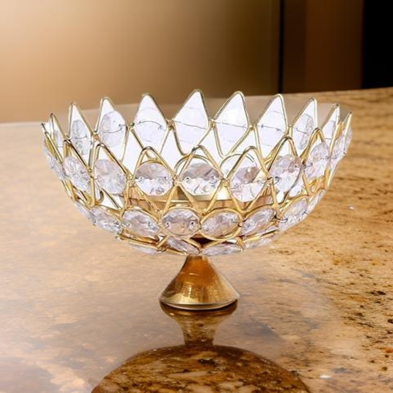 AM0359 Brass  Diamond & Lotus Style – Akhand Diya SIZE 1 BIG