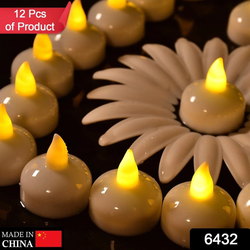 6432 SET OF 12 FLAMELESS FLOATING CANDLES BATTERY OPERATED TEA LIGHTS TEALIGHT CANDLE – DECORATIVE, WEDDING.( DIYA , DIVO , DIVA , DEEPAK , JYOTI ,)