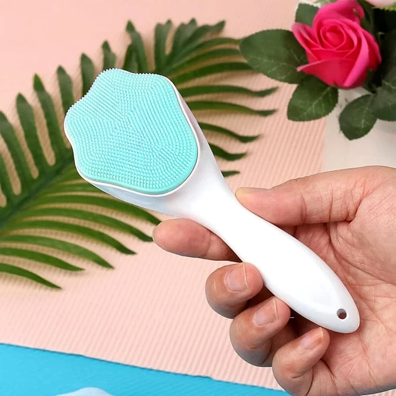 13782 Silicone Face Scrubber Exfoliating Brush, Manual Handheld Facial Cleansing Brush (1 Pc)
