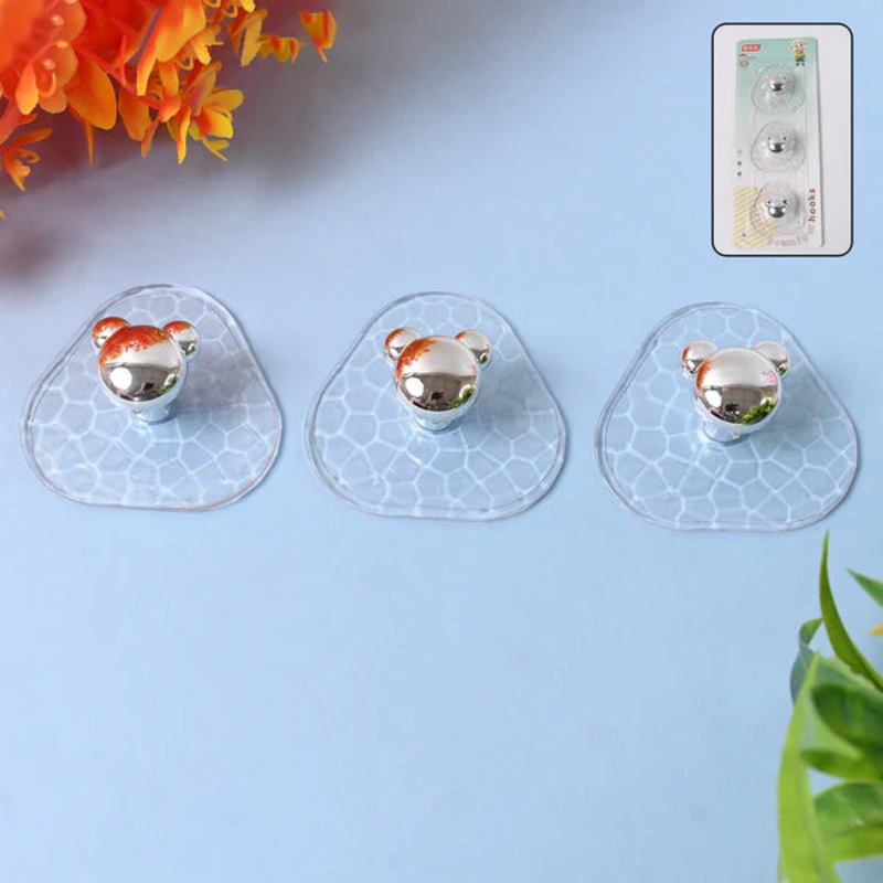 15234 All-Plastic Adhesive Wall Hooks – Strong, No Damage, Easy to Install (3 Pc Set)