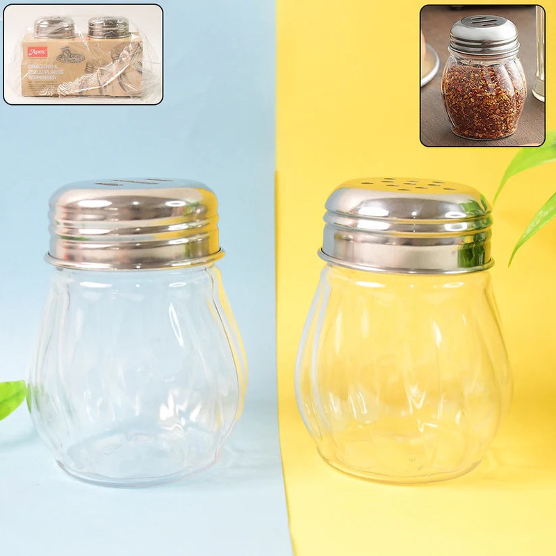 11656 Apex Oregano & Chilli Flakes Dispenser Set  2 Pcs Plastic Spice Shaker with Stainless Steel Lid