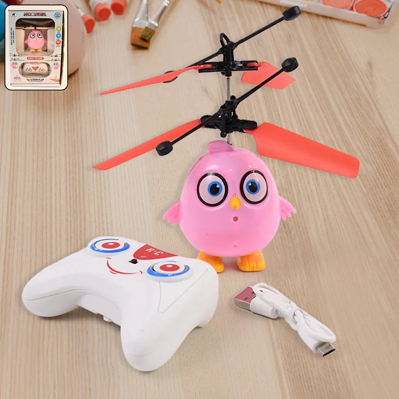 4394 Electroplay Flying Bird RC Toy with LED & Remote Control  Pink Owl Design (1 Set)