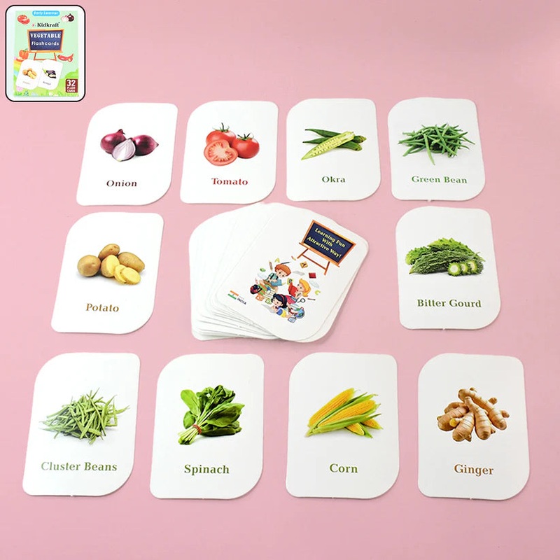 19155 Kidkraft 32-Piece Educational Vegetable Flash Cards Set