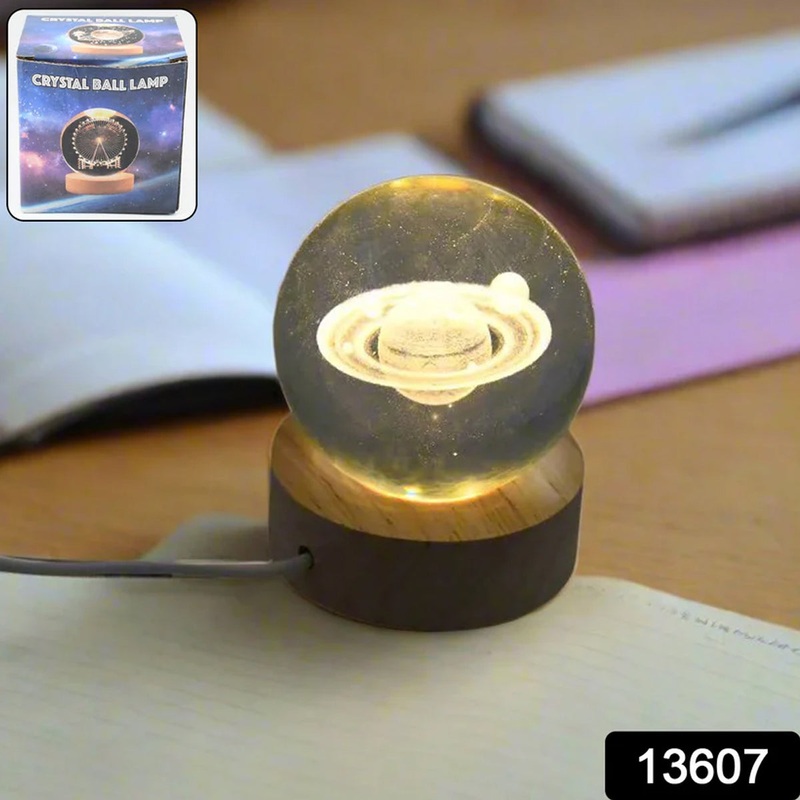 13607 Astronaut 3D Crystal Ball lamps With Wood Base (1 Pc)