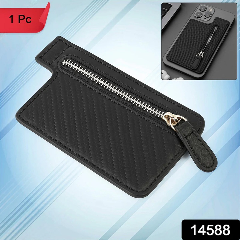 14588 Black Adhesive Card phone Holder, Card Wallet Phone Attachment (1 Pc)