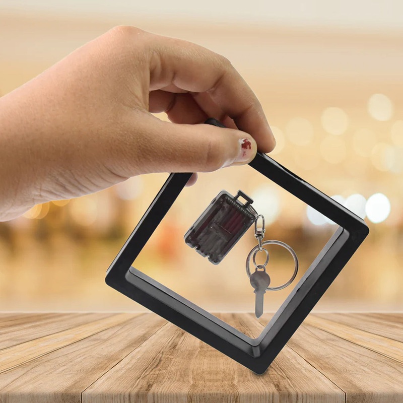 8430 Suitcase Shape Nail Clipper Keychain With Key & 3D Floating Frame Display Case (1 Set)