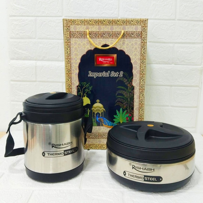 Di0258 Rishabh Imperial Set 2 – Thermo Steel Insulated Hot Pot & Water Jug Gift Set