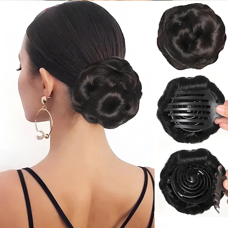 Di0304 Womens Artificial Hair Bun with Clip  Instant Juda for Stylish Hairstyles