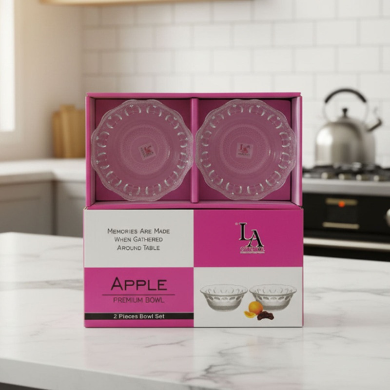 Di0254 Apple Premium Glass Bowl Set  2 Pieces