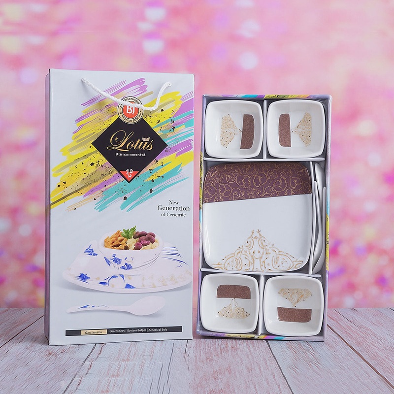 Di0255 Lotus 12-Piece Melamine Dinnerware Set  Plates, Bowls & Spoons