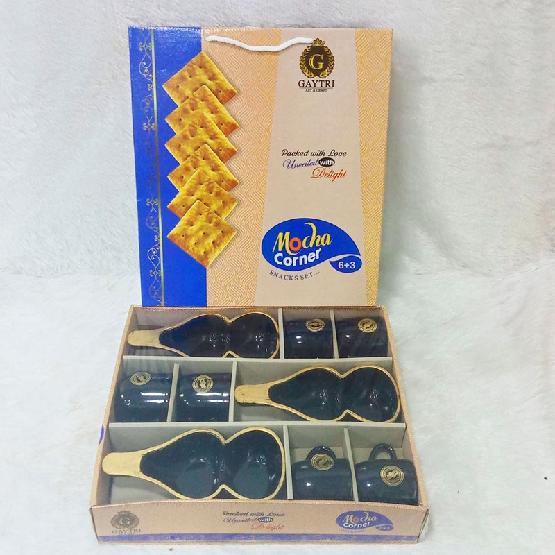 Di0334 Gaytri Mocha Corner 9-piece Snacks Set
